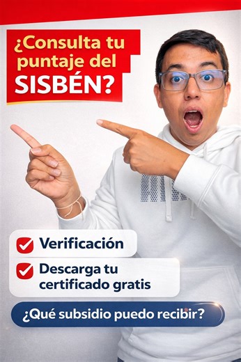 🔎 ¿Ya consultaste tu puntaje del SISBÉN? Muchas personas no saben en qué grupo están y por eso no conocen qué subsidios pueden recibir. ✅ Verifica tu clasificación ✅ Descarga tu certificado GRATIS ✅ Consulta si puedes acceder a apoyos del Gobierno Recuerda que estar en franja roja o grupo A puede abrir la puerta a diferentes beneficios sociales. Infórmate, revisa y comparte esta información con quien la necesite. #SISBEN #ConsultaSISBEN #GrupoA #SubsidiosColombia #FranjaRoja #CertificadoSISBEN