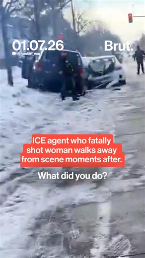 Bystander video shows the moments immediately before and after a fatal encounter between an ICE agent and Renee Nicole Good, who was in a vehicle. The agent, later identified as Jonathan Ross, is seen walking away from the scene with little visible struggle. #minnesota #ICEagent #ICE #reneegood | Brut