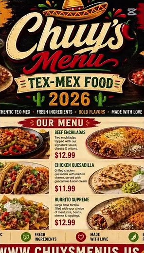 Chuy’s Menu Tex-Mex Food 2026