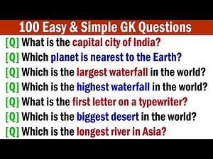 100 Easy & Simple GK Questions and Answers in English for all School Students | Quiz Questions