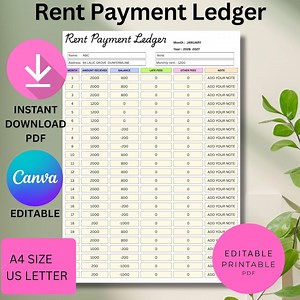Editable Rent Payment Ledger Template | Printable Rent Payment Tracker | Monthly Rent Payment Tracker | Rental Payment Log PDF - Etsy Australia