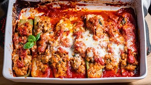 6K views · 457 reactions | RECIPE: https://www.sipandfeast.com/sausage-stuffed-zucchini-boats/ Today we're making sausage stuffed zucchini. This is a great way to use up all that summer zucchini. The whole family loves these! | Sip and Feast | Facebook
