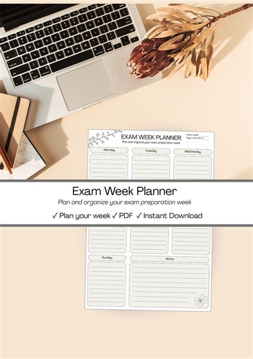 Exam Week Planner Printable, Weekly Exam Study Planner PDF, Exam Preparation Planner, Student Study Schedule - Etsy