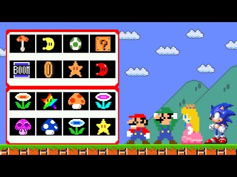 Mario and 100 CUSTOM POWER UPS in Super Mario Bros