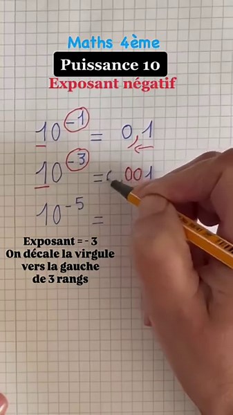 Puissance de 10 exposant négatif #math #puissance #mathematics