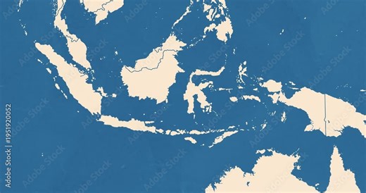 Beautiful zoom in of a indonesia map with most important cities and frontier lines