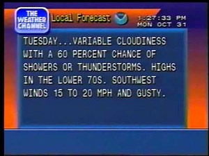 Weather Channel Local Forecast October 31, 1994