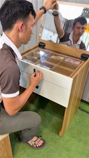 DIY Furniture Hack – Hidden Storage in a Vanity Table #SecretStorage #HomeHacks #DIYProjects #ASMR