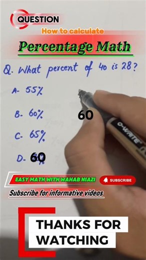 How to calculate percentage #maths #mathematics math