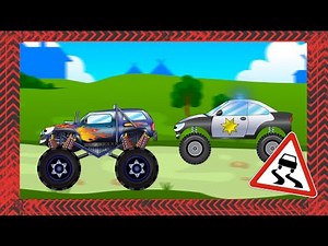 ✔ Compilation of Monster Truck with Fire Truck. Cartoons for kids / 12 Minutes ✔