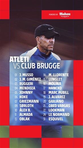Our squad list for tomorrow 💪 | Atlético de Madrid