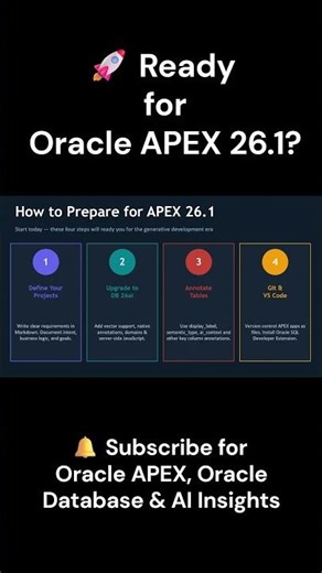 4 Steps to Prepare for Oracle APEX 26.1 🚀 #oracleapex #orclapex #apexai #aidatabase