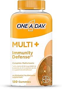 ONE A DAY Multi+ Immune Support Gummies, Immunity Multivitamin with Vitamin D, Vitamin C, Vitamin E, Vitamin A, Zinc and More, Gummy Vitamin, 120 Count