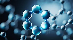 Transparent blue molecules background, 3d rendering.