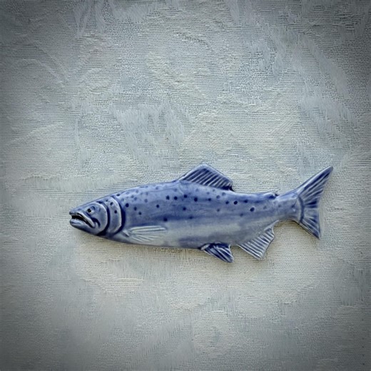 Blue Ceramic Fish, Hand Painted Art Tile, Seascape Mosaic Supply - Etsy