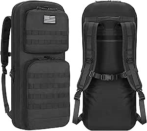 CVLIFE 30" 34" Soft Rifle Case Gun Backpack, Tactical Double Rifle Backpack Gun Bag Covert Bug Out Bag, with Lockable Zipper for Hunting Shooting