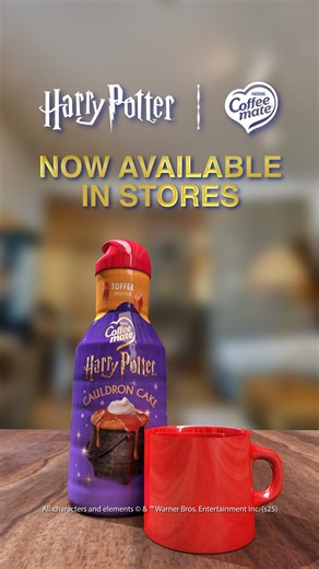 Transform your cup with NEW Harry Potter x Coffee mate Toffee Cauldron Cake Flavored Creamer! Available now for a limited time. | Coffee mate