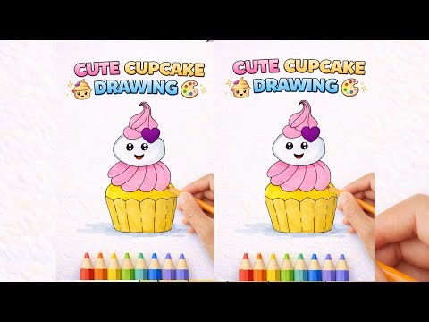 Cute Cupcake Drawing for Kids 🧁 | Easy Step by Step Drawing Tutorial 🎨