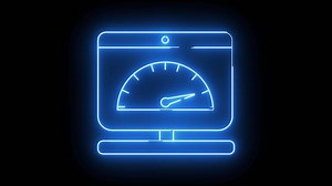 Download monitor screen icon and speedometer icon with neon effect for free
