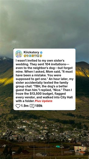 8.2K views · 71 reactions | I wasn't invited to my own sister's wedding. They sent 104 invitations—even to the neighbor's dog—but forgot mine. When I asked, Mom said, "It must have been a mistake. You were supposed to get one..- #askredditstori #askreddit #reels #redditposts #reddit #redditstorytime | Anirak-Lover | Facebook