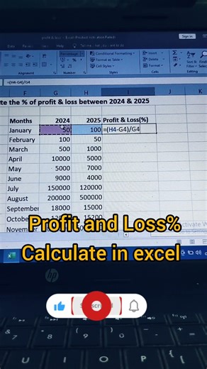 How to calculate profit and loss �lculation in excel sheet#excel#viral#short#tranding#computer