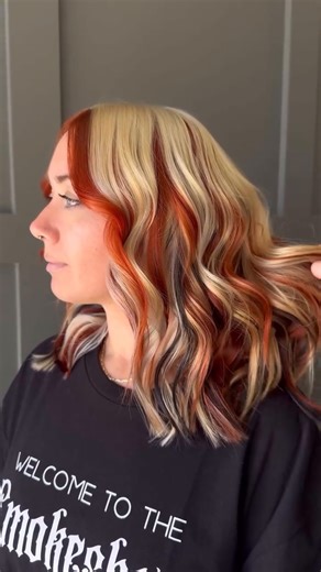 Now that's the purrr-fect artistic twist to the calico trend @melodymontiel_ at @thesmokeshowsalon. Keep reading for the @WellaHairUSA formula ⬇️ The @WellaHairUSA Formula: ✨ 77/43 Koleston Perfect ✨ 30 vol for copper pieces ✨ 2/0 6 vol for black ✨ Toned blonde with 15g 8/81 15g 10/6 We love seeing trends come to life. For pure, balanced color results with natural depth and shine visit your local Cosmo Prof Beauty for your @WellaHairUSA needs. | CosmoProf