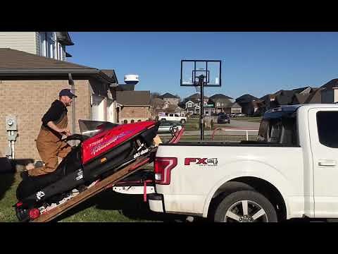 Easy snowmobile ramp into pickup truck