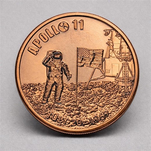 Apollo 11 Moon Landing 1 Oz Copper Round .999 Fine Copper | Space Coin | July 20 1969 NASA Style Collectible Copper Bullion Gift - Etsy