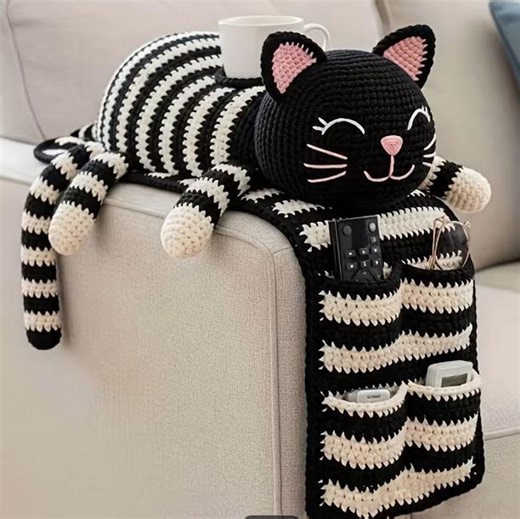 Cat Sofa Arm Organizer Crochet Pattern PDF | Amigurumi Couch Caddy | Cat Home Decor | Crochet Storage Pattern - Etsy