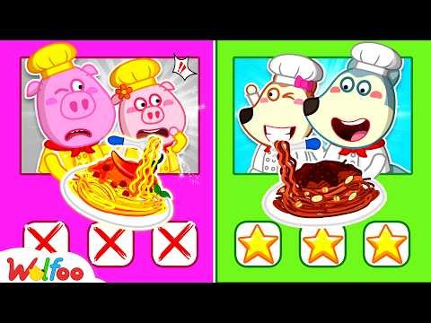 Rich vs Broke Noodle Challenge! 🍜 | Cartoon for Kids | Wolfoo Channel