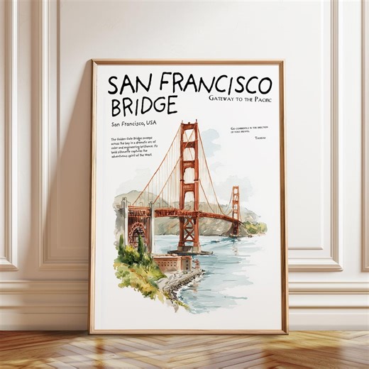 Golden Gate Bridge Poster | San Francisco Landmark | California Travel Wall Art - Etsy