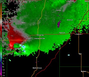 13 reactions | Here's another radar animation of the same storm, but this time showing storm relative velocity from the Topeka radar | US National Weather Service Wichita Kansas | Facebook