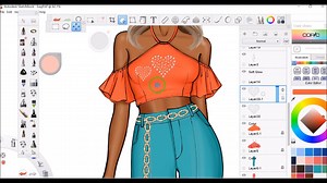 Illustrtion of Crop Top and Flared Jeans using Autodesk sketchbook | Fashion sketches