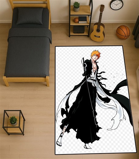 Bleach Anime Rug – Ichigo Kurosaki Room Carpet, Japanese Samurai Sword Art Mat - Etsy