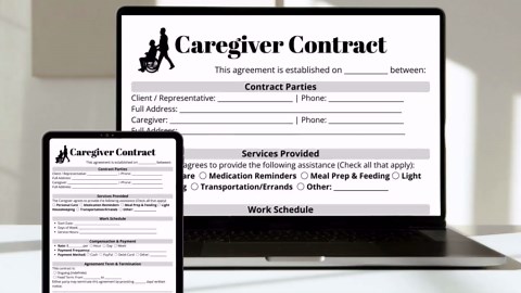 Editable Caregiver Contract Template, One-page Homecare Agreement PDF - Etsy