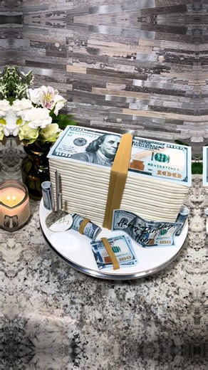 Money Stack Cake! Made with buttercream icing and edible money! #💰 #trends #money #fyp #partytime