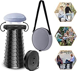 Upgraded Telescoping Stool, Adjustable Folding Stool Provides You with a Spot to Sit While On-The-go, Lightweight Emergency Rest Seat for Outdoor