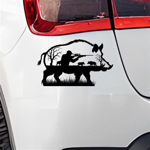 Wild Hog Hunter Outdoor Nature Car Decal Bumper Sticker Hunter Hunting Gift - Etsy