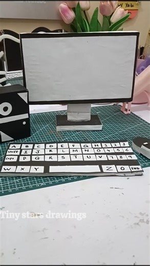 DIY Mini Computer 🖥️#minicomputer #miniature #minikeyboard #minimouse #youtubeshorts #adorablecrafts