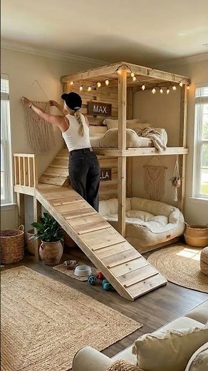 Beautiful Wooden Dog Bunk Bed Idea | Cozy and Practical Pet Furniture for Your Home