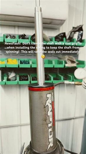 Example of how NOT to install your spring on a Ford Raptor front shock!