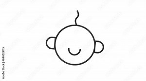 Fertilization line animation. Insemination blastocyst animated icon. Baby head rolling. Spermatozoon moving. Black illustration on white background. HD video with alpha channel. Motion graphic