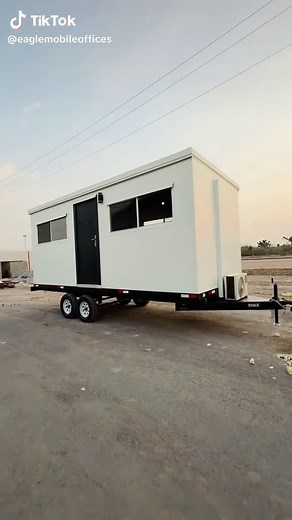 8x24 Mobile Office Trailer with Restroom and A/C – Ready to Work Anywhere! This 8x24 ft mobile office trailer offers a practical and comfortable workspace solution. It comes fully equipped with a private restroom and a built-in air conditioning unit, ensuring a productive environment in any weather. Key Features✨: • Dimensions: 8 ft wide x 24 ft long • Private restroom with toilet and sink • Wall-mounted air conditioning unit • Insulated walls and ceiling for temperature control • LED interior l