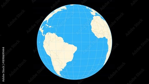 Revolving Earth Globe. Graticule with parallels of latitude and lines of longitude. View of the equator.