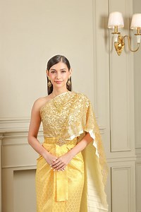 Gold Traditional Thai Dress. Sabai & Sinh Outfit Set. High-quality Traditional Thai Clothing From Thailand. - Etsy