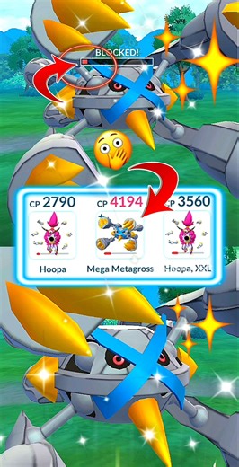 5 HP✨Hoopa in ✨Shiny Mega Metagross in Battel Grunt Badly in pokemon go#soparstart #pokemon #shorts