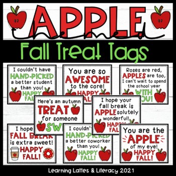 Fall Gift Tags September Apple Treat Tags Fall Break Student Coworker Gift