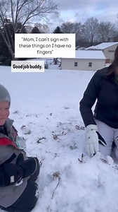 fyi mittens are not conducive for children who use sign language 🤭 #asl #deafandhearingfamily #snowday #momfail | Felicia Aquilo