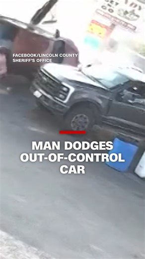 347K views · 2.6K reactions | Security camera footage captured a man dodging an out-of-control car at a gas station in Nebraska. The man was hit in the leg, and the driver was treated with minor injuries, according to the Lincoln County Sheriff's Office. | CNN | Facebook