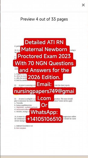 Detailed ATI RN Maternal Newborn Proctored Exam 2023 With 70 NGN Questions and Answers for the 2026